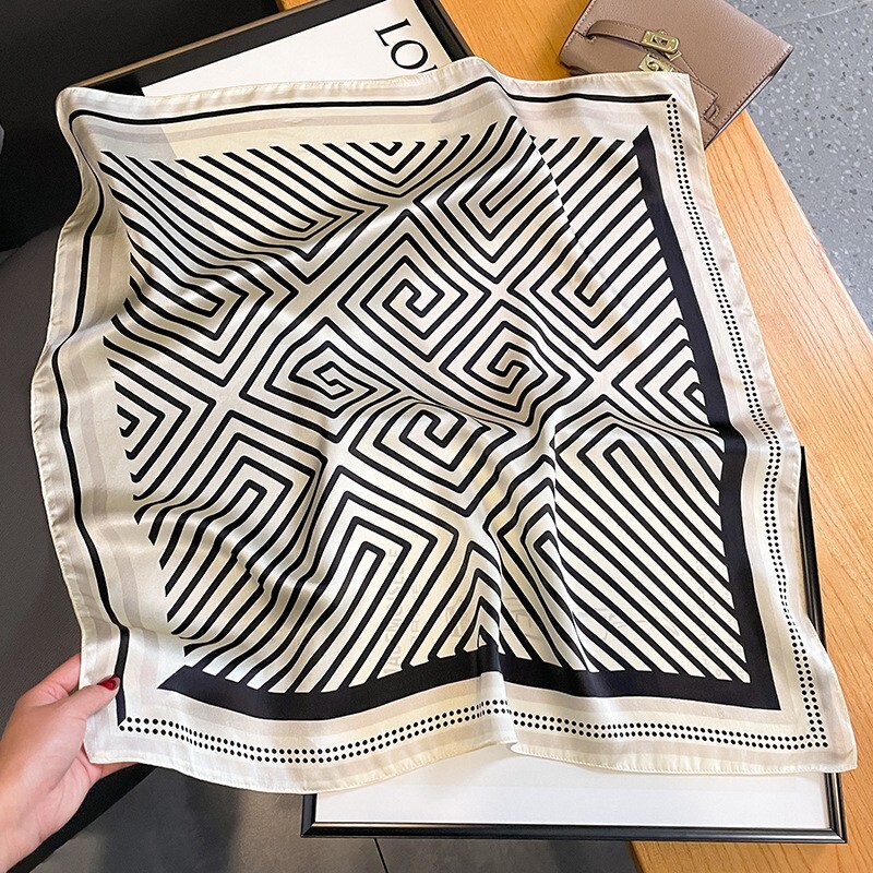 100% Mulberry Silk 27" Square Scarf Women Neckerchief Wrap Fashion Style Striped