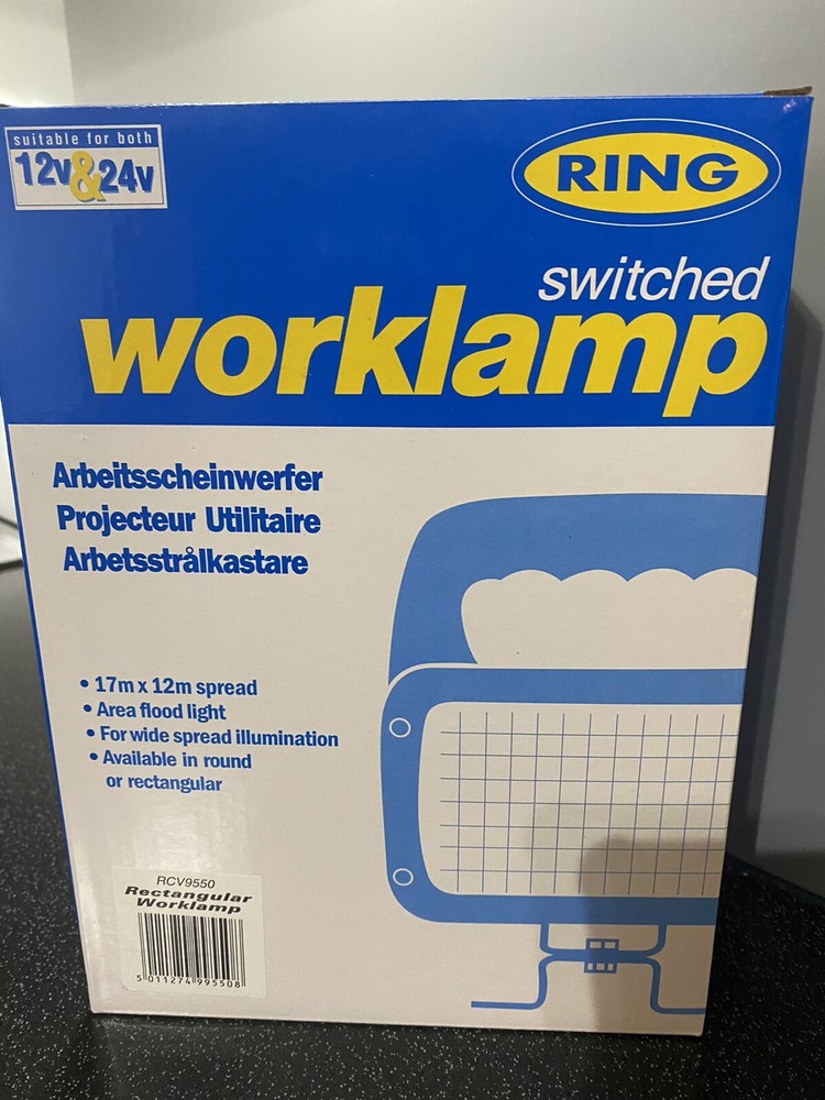 RING SWITCHED WORKLAMP 12/24 VOLT RECTANGULAR HALOGEN BRIGHT/LONG BEAM HANDGRIP