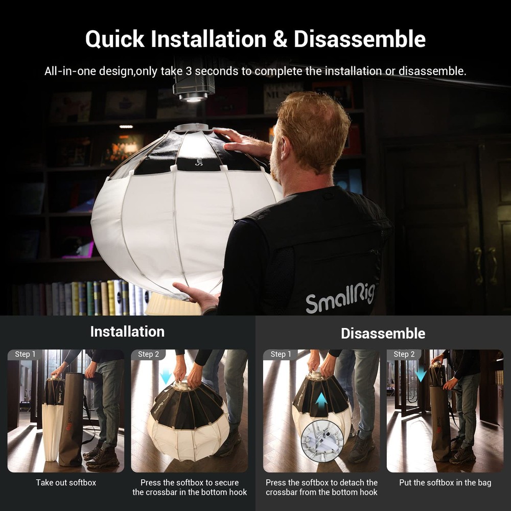 SMALLRIG Lantern Softbox Soft Light Modifier, 26 Inch/65 cm Softbox Diffuser ...