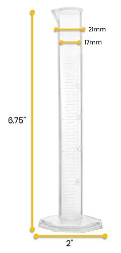 EISCO Graduated Cylinders, 25mL - Class B Tolerance - Octagonal Base - Polypr...