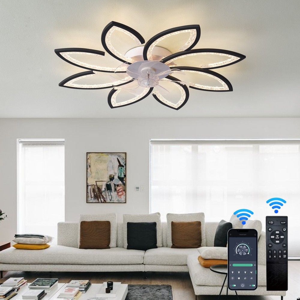 35.4 Inch Ceiling Fan with Light & Remote Control, Dimmable LED, Easy Install