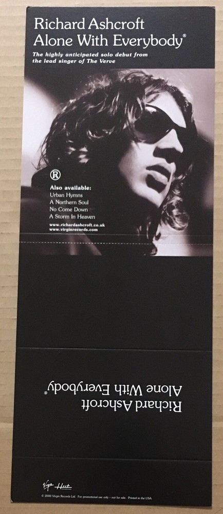 The Verve RICHARD ASHCROFT Rare 2000 PROMO CARDSTOCK COUNTER DISPLAY of Alone CD