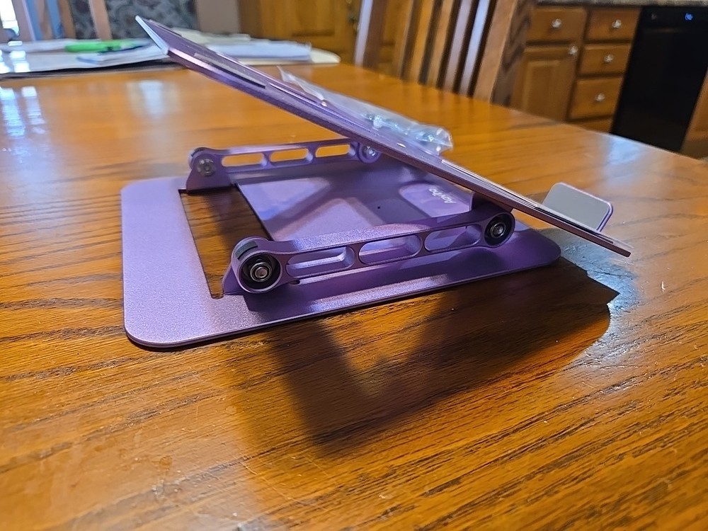 Adjustable lab top riser aluminum purple