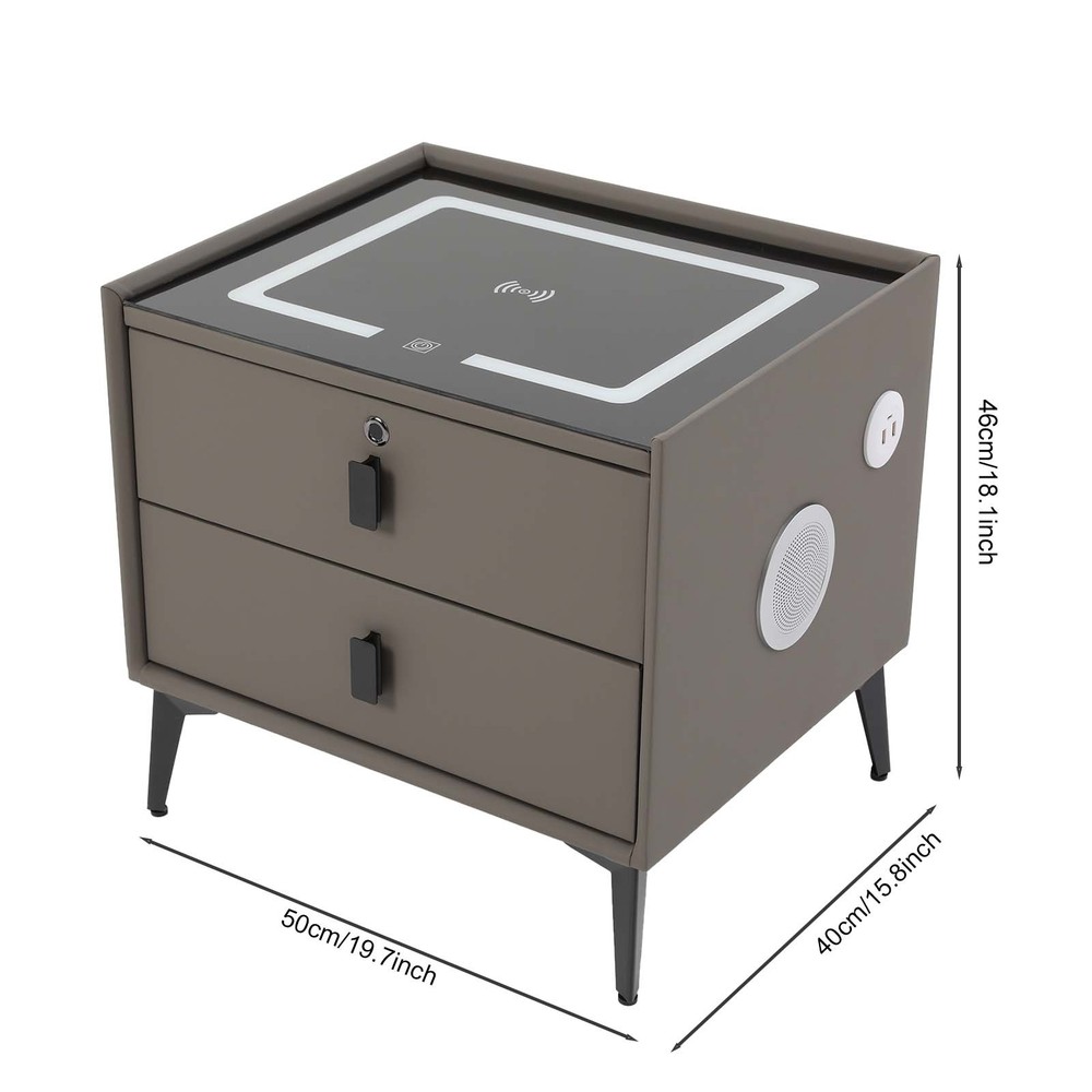 Bluetooth Speaker Smart Bedside Table With Light USB& Wireless Charging Modern