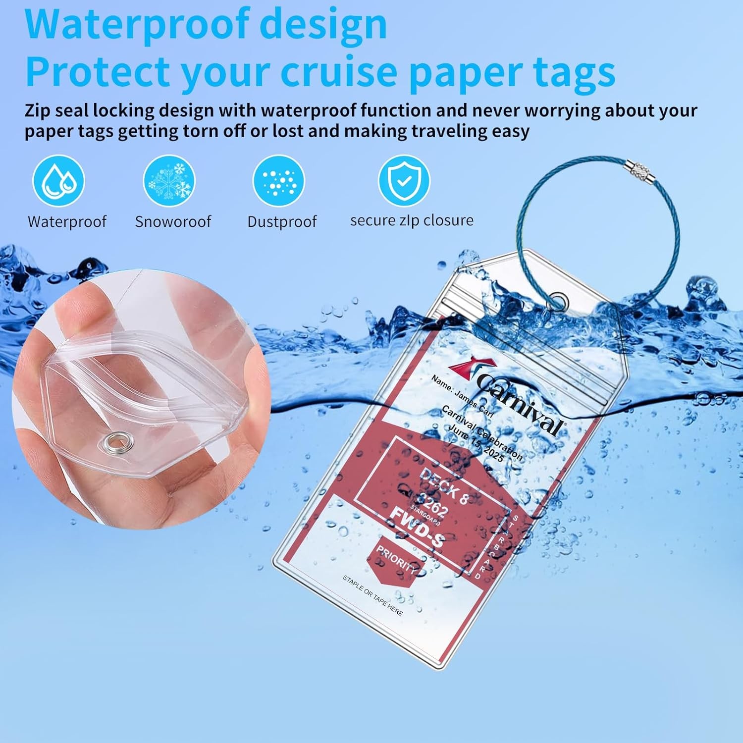 Carnival Cruise Luggage Tag Clear - 8 Pack, 8 Pcs Holder