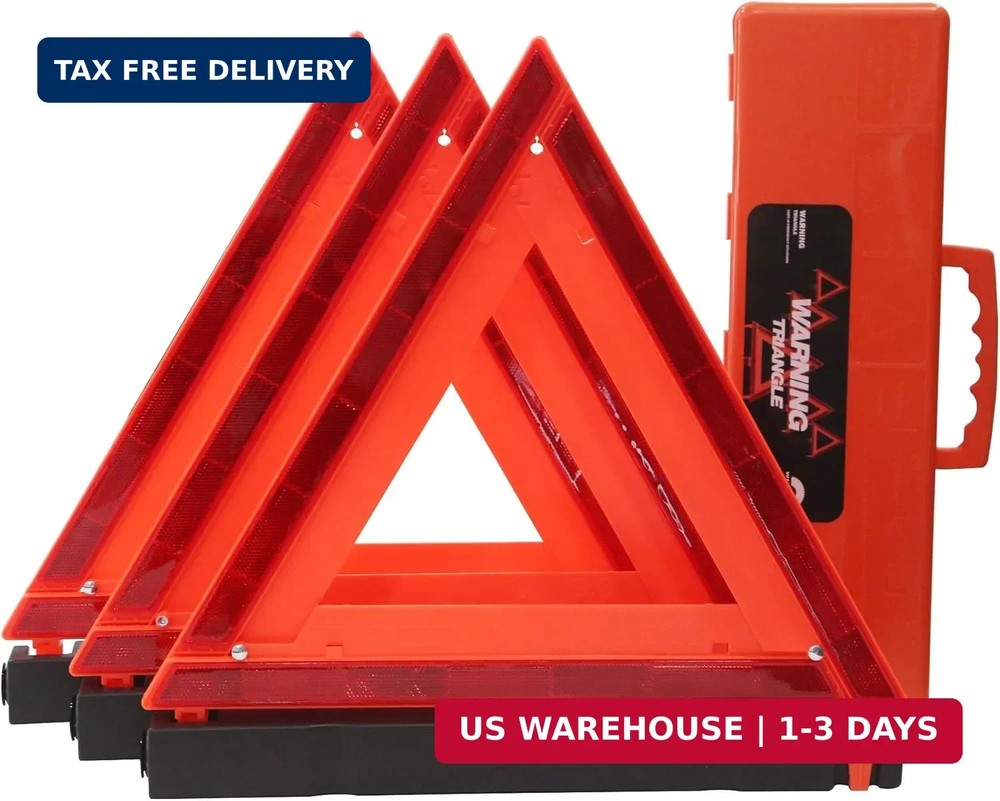 WORKKOOL Safety Triangles DOT Approved, Standard Warning Triangles Enmergency Re