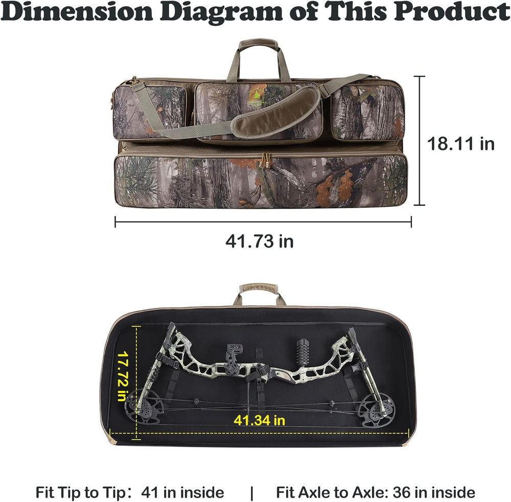 Soft Compound Bow Case Archery Bag Arrow Pockets Padded Backpack Carrying