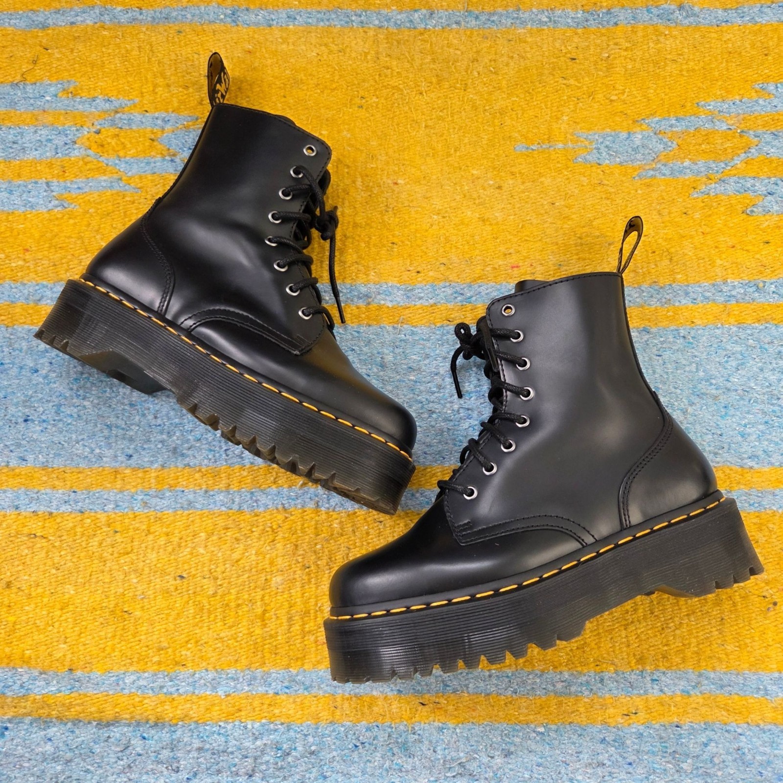 Dr. Martens Jadon Black Platform Lace-Up Boots Size 41