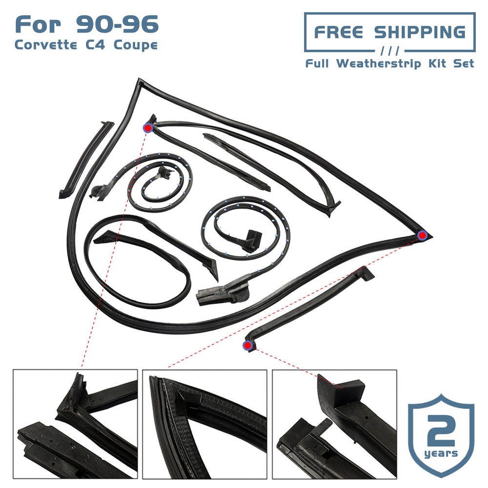 For 90-96 Corvette C4 Coupe Weatherstrip Kit Front Windshield Weatherstrip--6PC