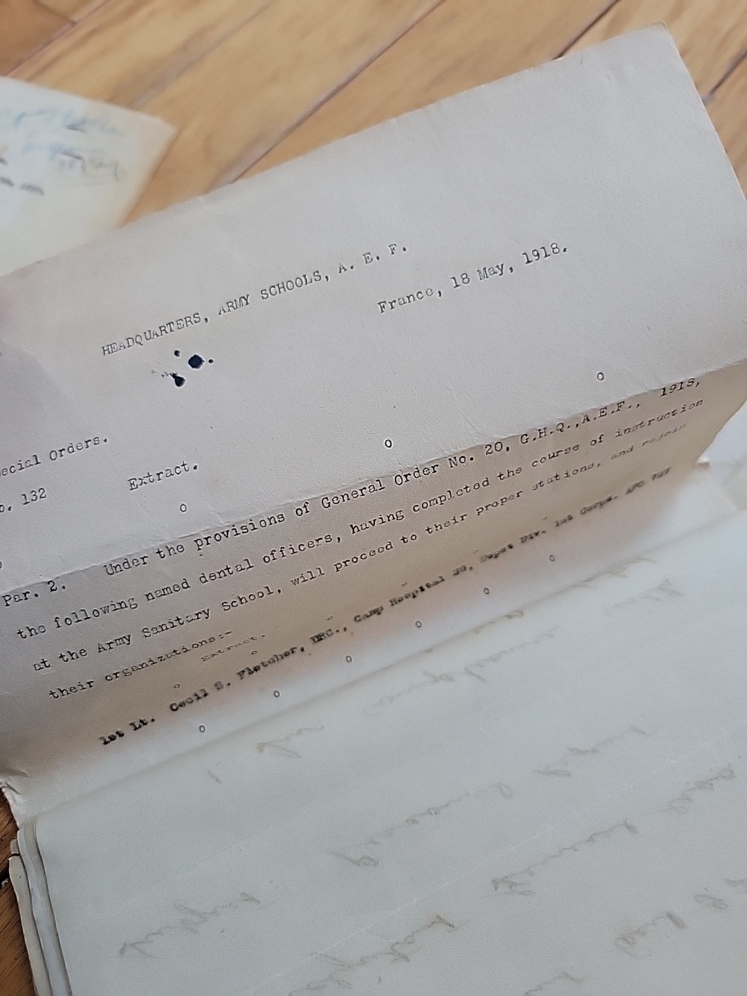 WWI Cecil Fletcher Dentist Archive AEF Photos Documents France WW1 1st Depot