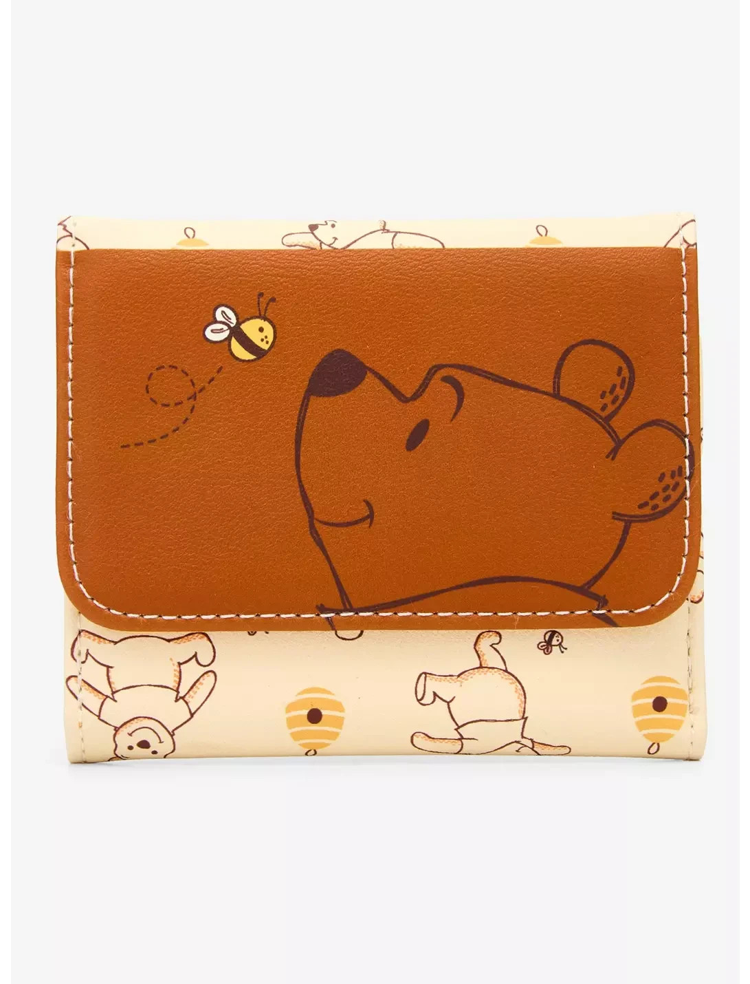Loungefly Disney Winnie The Pooh Bee AOP Flap brown WALLET - hunny SEALED NEW
