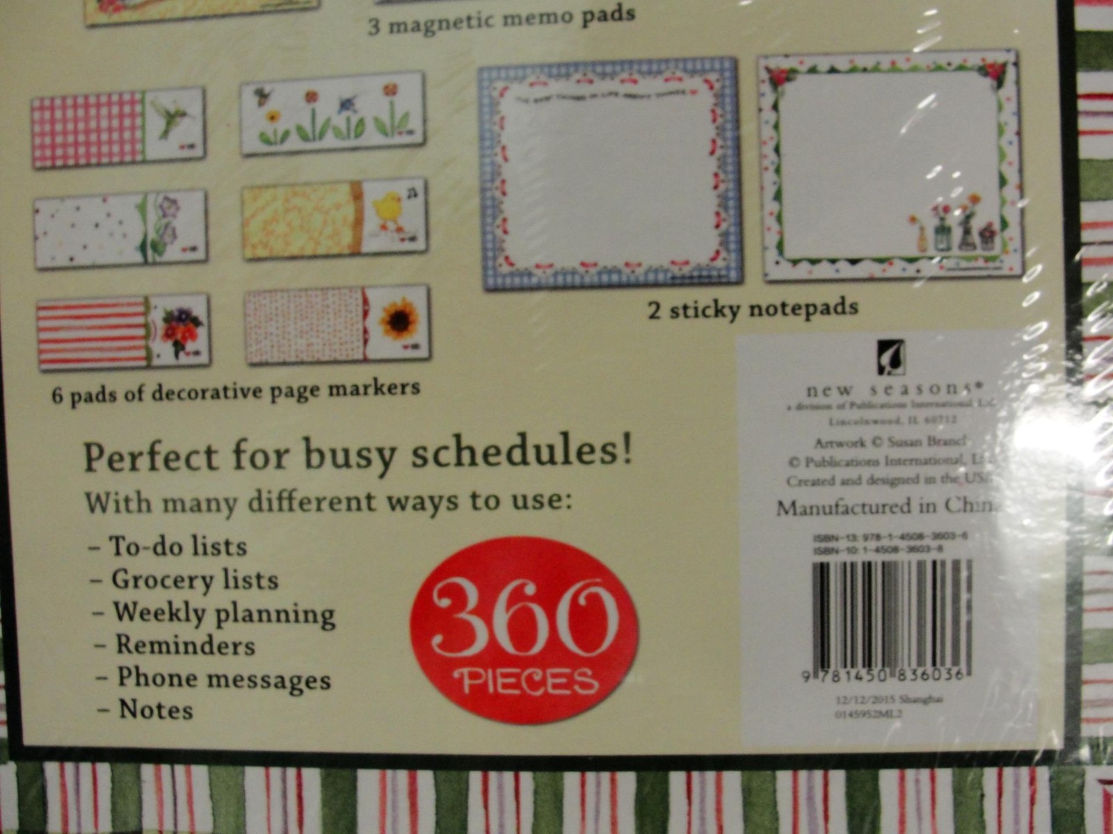 Susan Branch 360 Piece Notepad Set - 3 Lg Pads - 2 Sticky - 6 Page Marker Pads