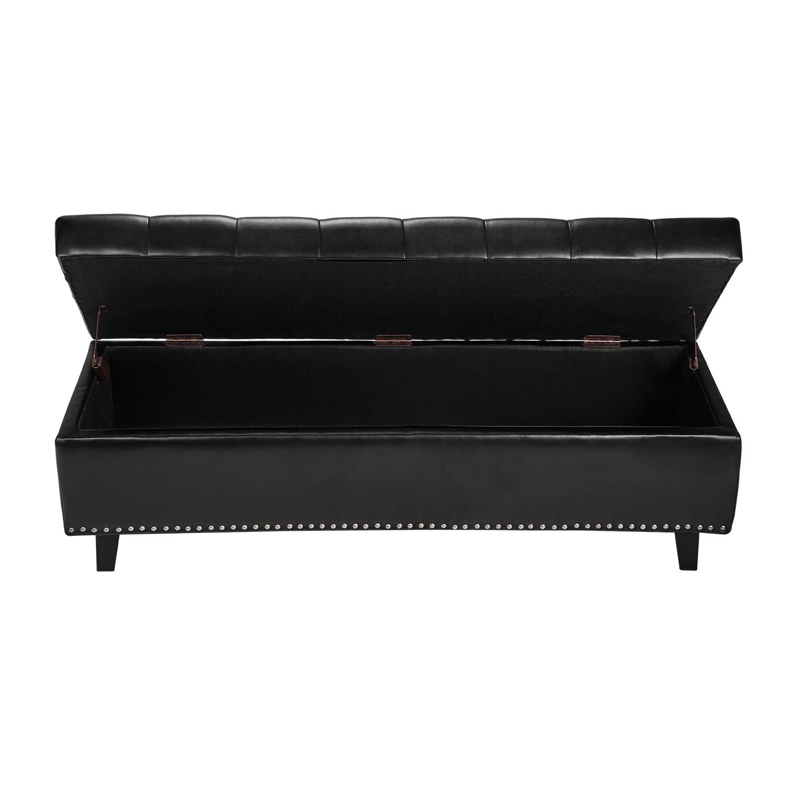 Uimoso Button-Tufted Storage Ottoman Bench PU Leather Bench with Wood Legs Black