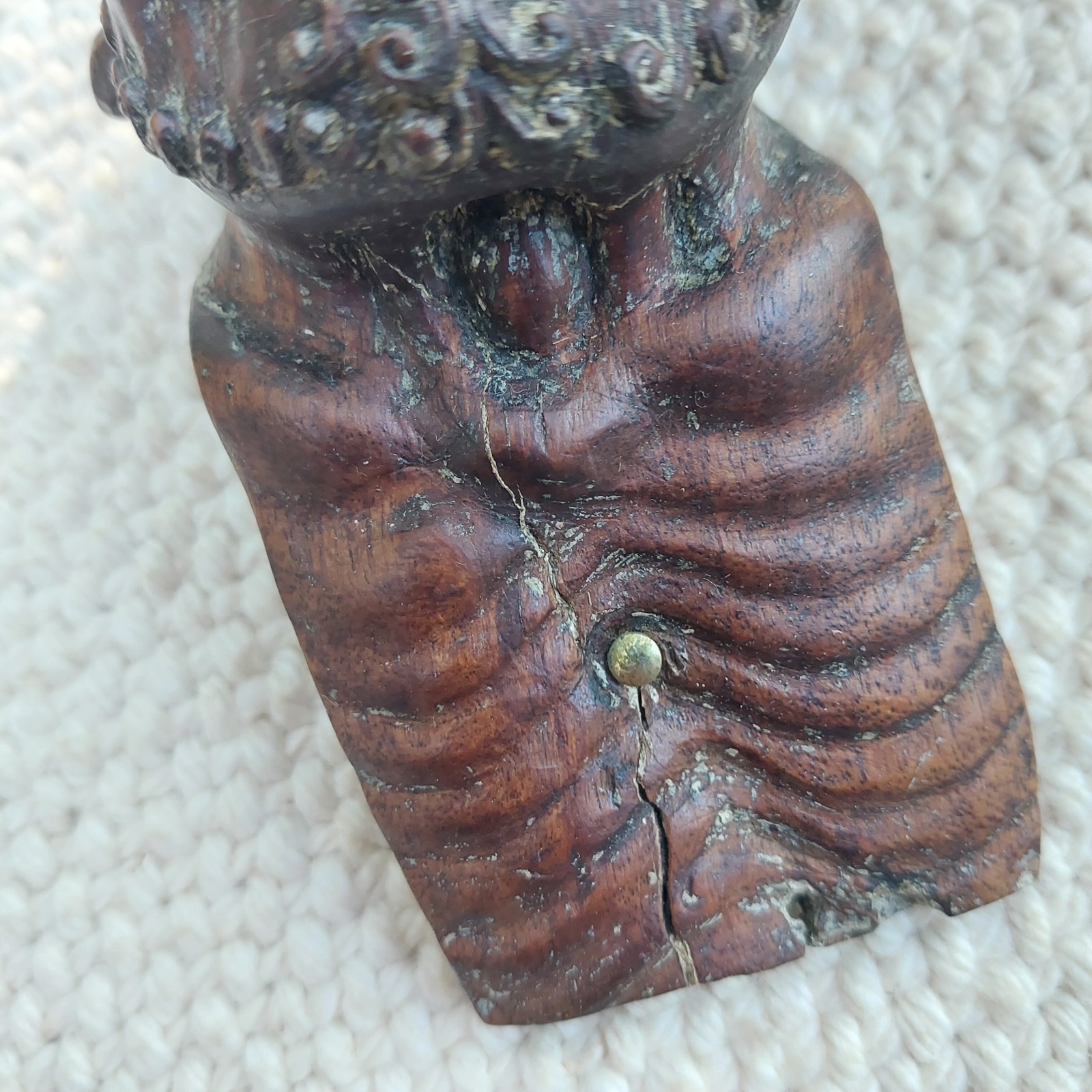 Antique Carved Man Wood Victorian Salvage Architectural Furniture Trim Picture