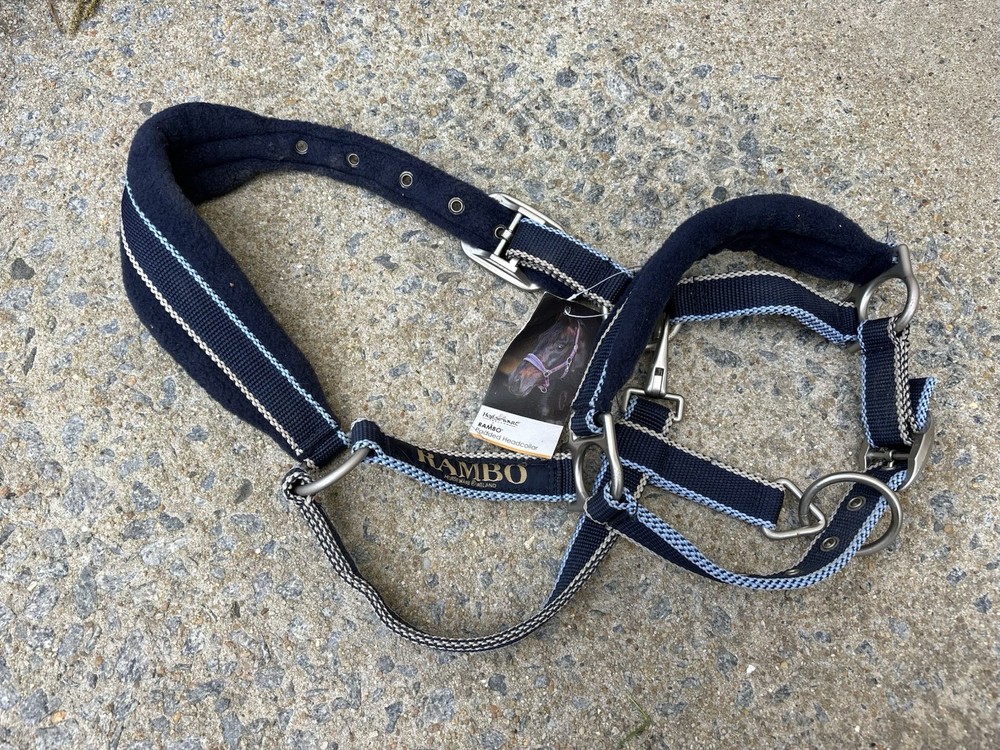 Size Pony Rambo Padded Halter - Navy Blue