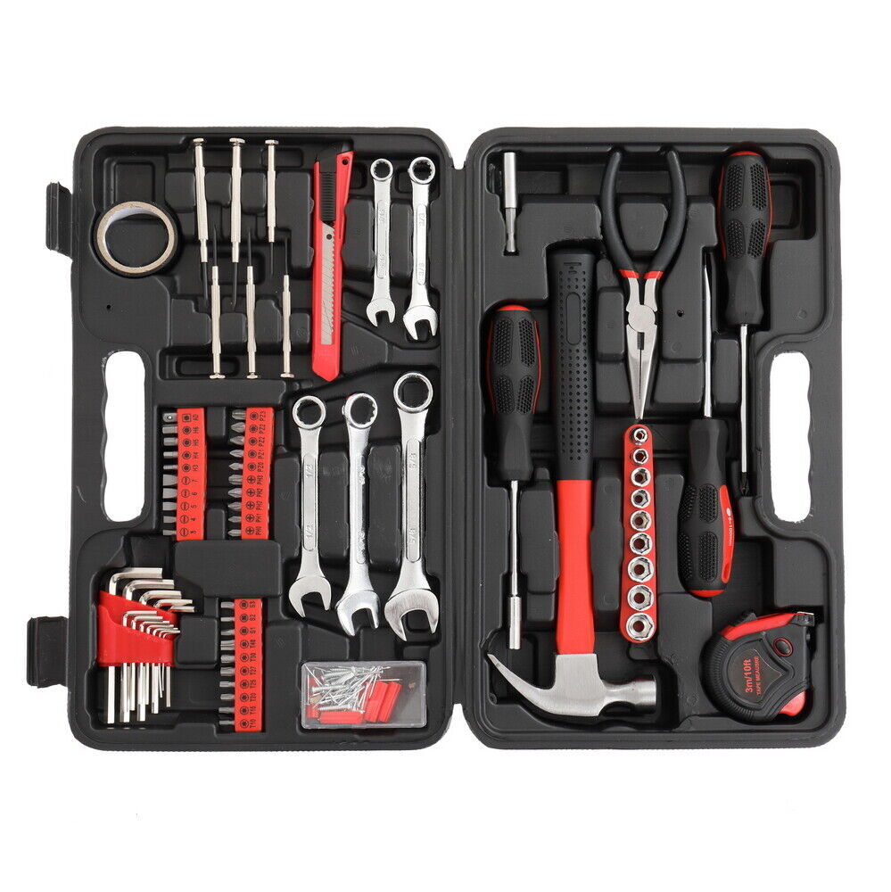Essential 148pcs Iron Repair Tool Kit Household Hand Tool General Tool Set, Red