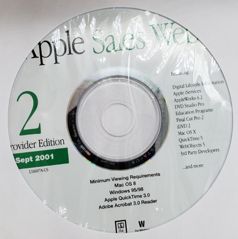 Apple Computer 2 DVD Set Sept 2001 Apple Sales Web Provider Edition Training
