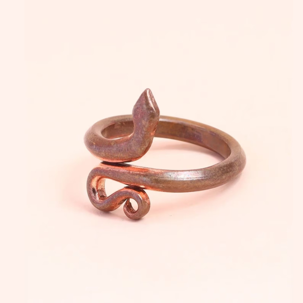 Solid Pure Copper Minimalist Healing Ring, Handmade, Unisex, Snake Ring