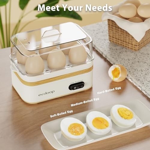 Rapid Egg Cooker Electric 6 Eggs Capacity, Soft, Medium, Hard Boiled, white