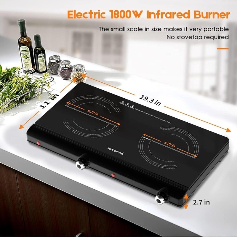 Electric Infrared Burner Multi-Function Cooking Portable Safe Lightweight 1800W