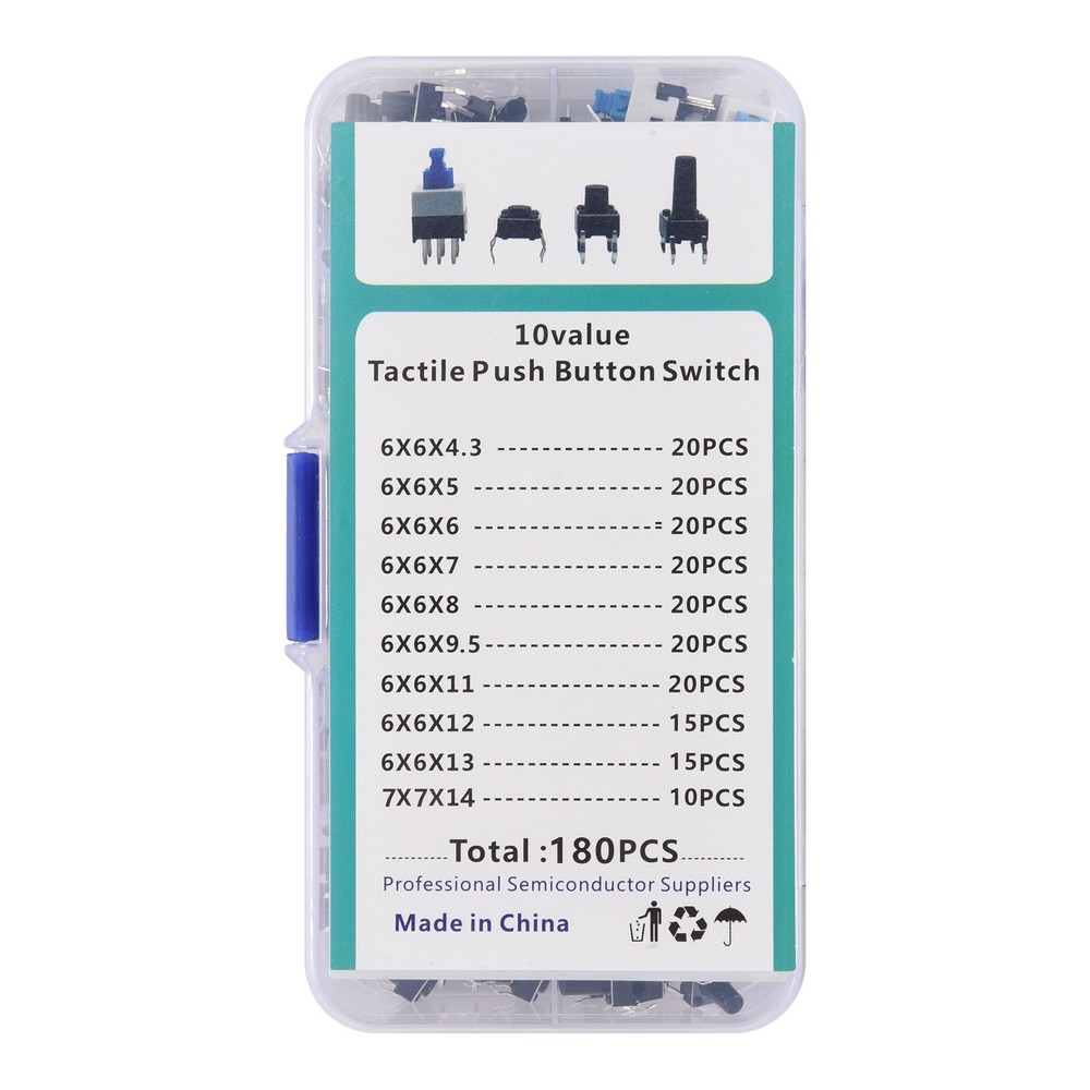 10 values 180 pieces tactile push button switch natural trigger instant 4165