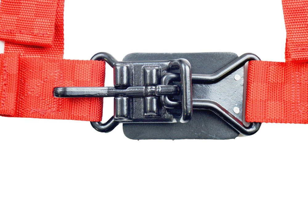 2" LATCH & LINK Y FLOOR MOUNT HARNESS 3 POINT PULL UP LAP BELTS RED CHECKERBOARD