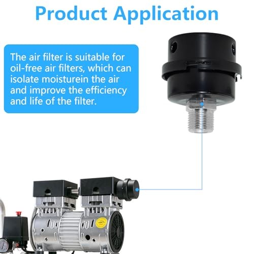 2 Pcs 1/2" Thread Diameter Air Compressor Silencer Filter,Intake Filter 20mm