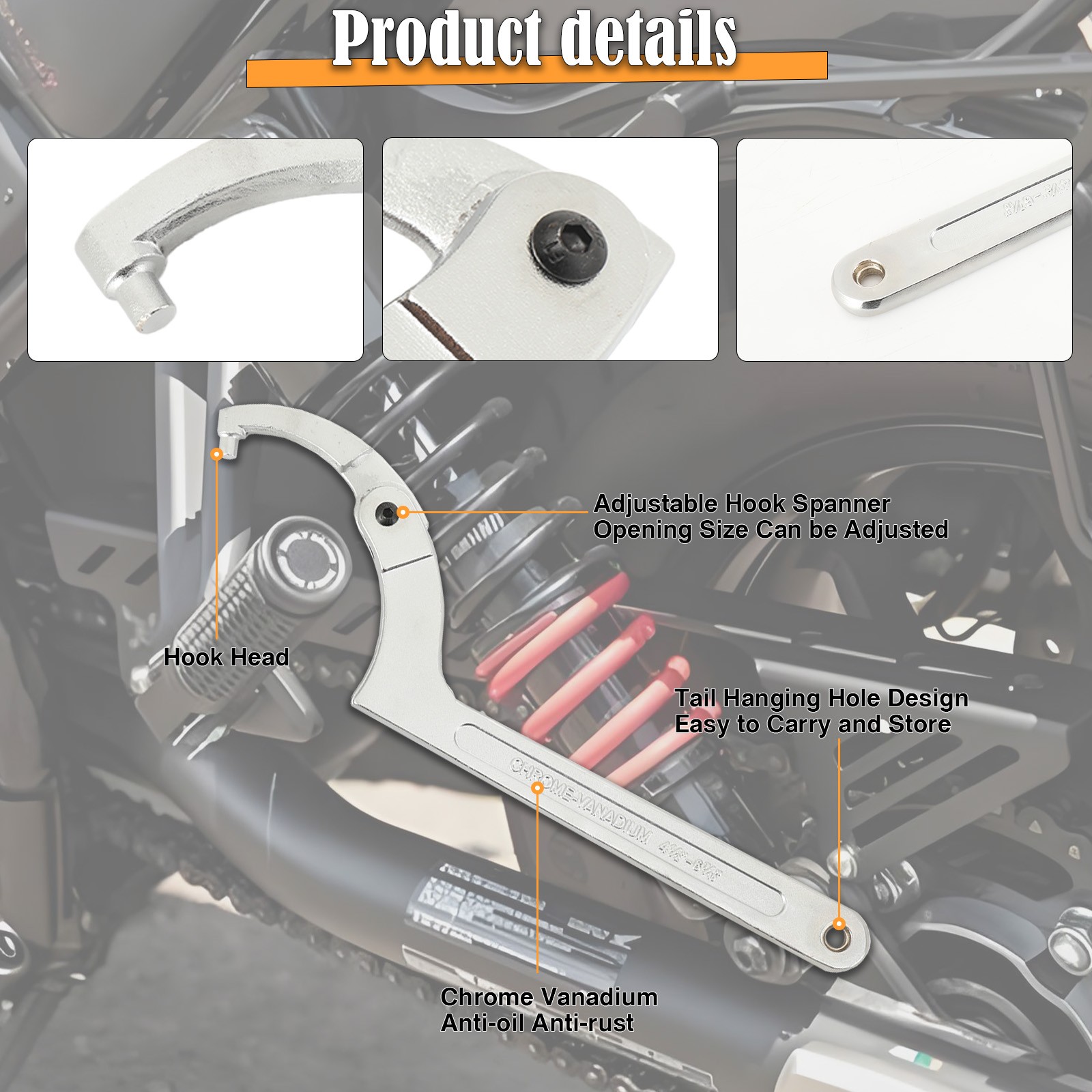 Adjustable Spanner Hook Wrench for Hydraulic Ram Cylinder Mechanical Machine