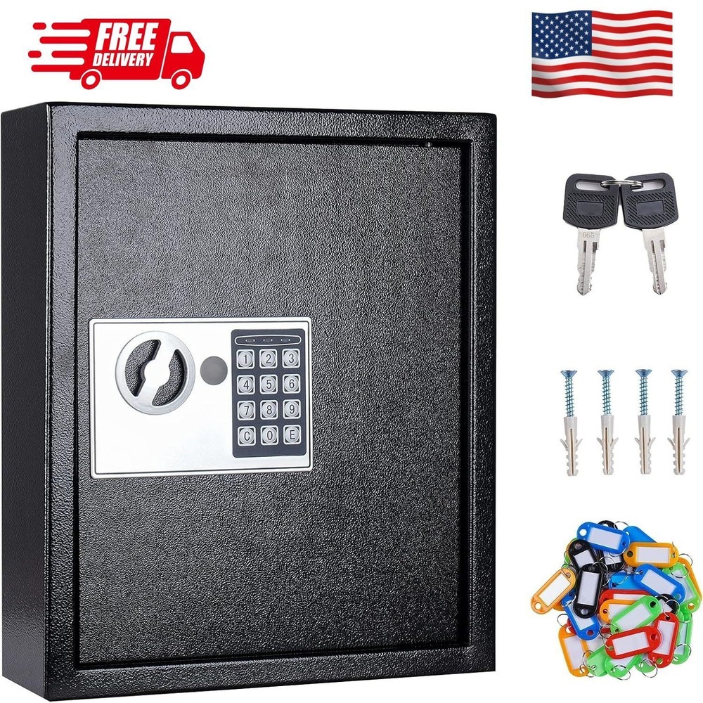Key Box Wall Mount 40 Position Valet Digital Car Key Cabinet Lock Box with Code
