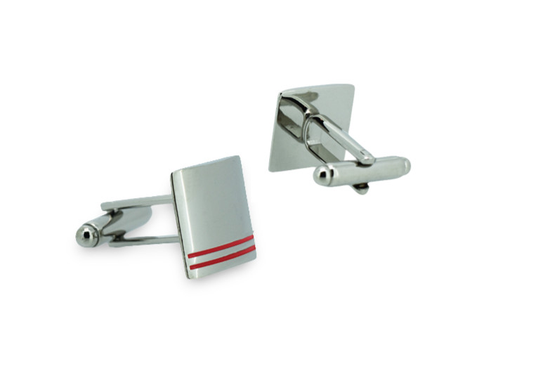 Red Stripe Square Cufflinks