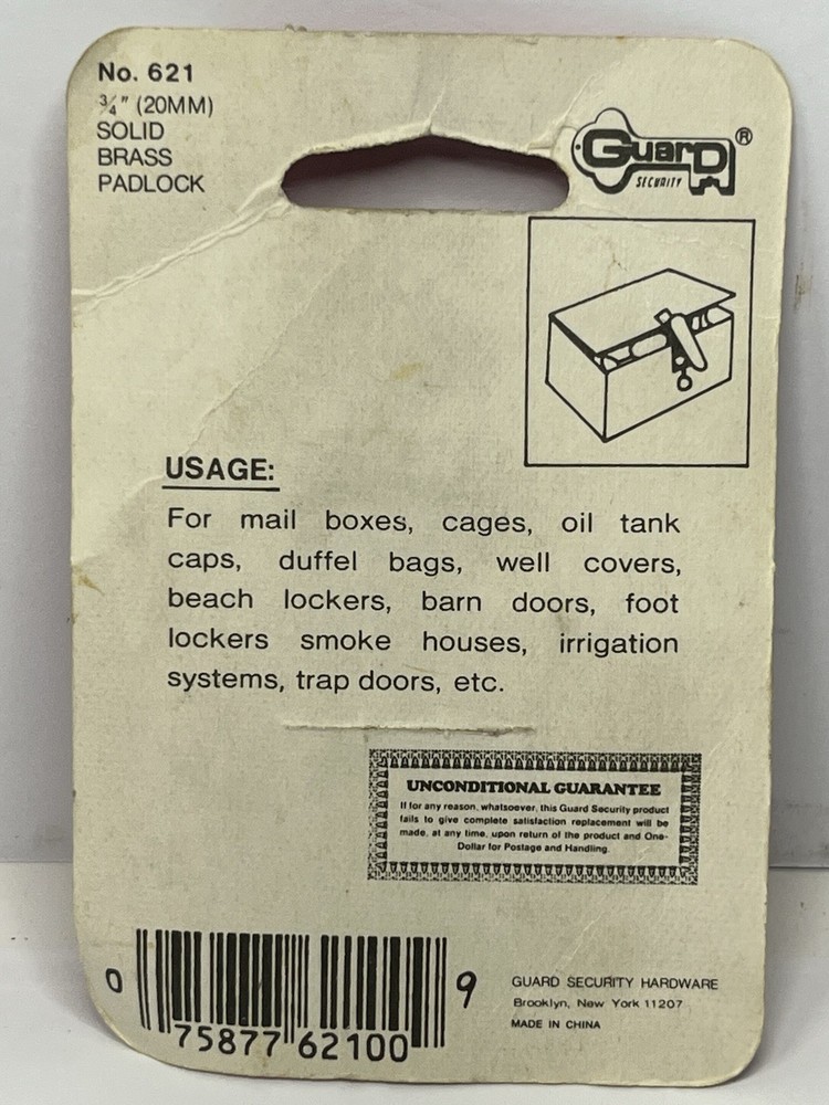 Brass Padlock Guard Security Solid Body 3/4" Inch With Keys