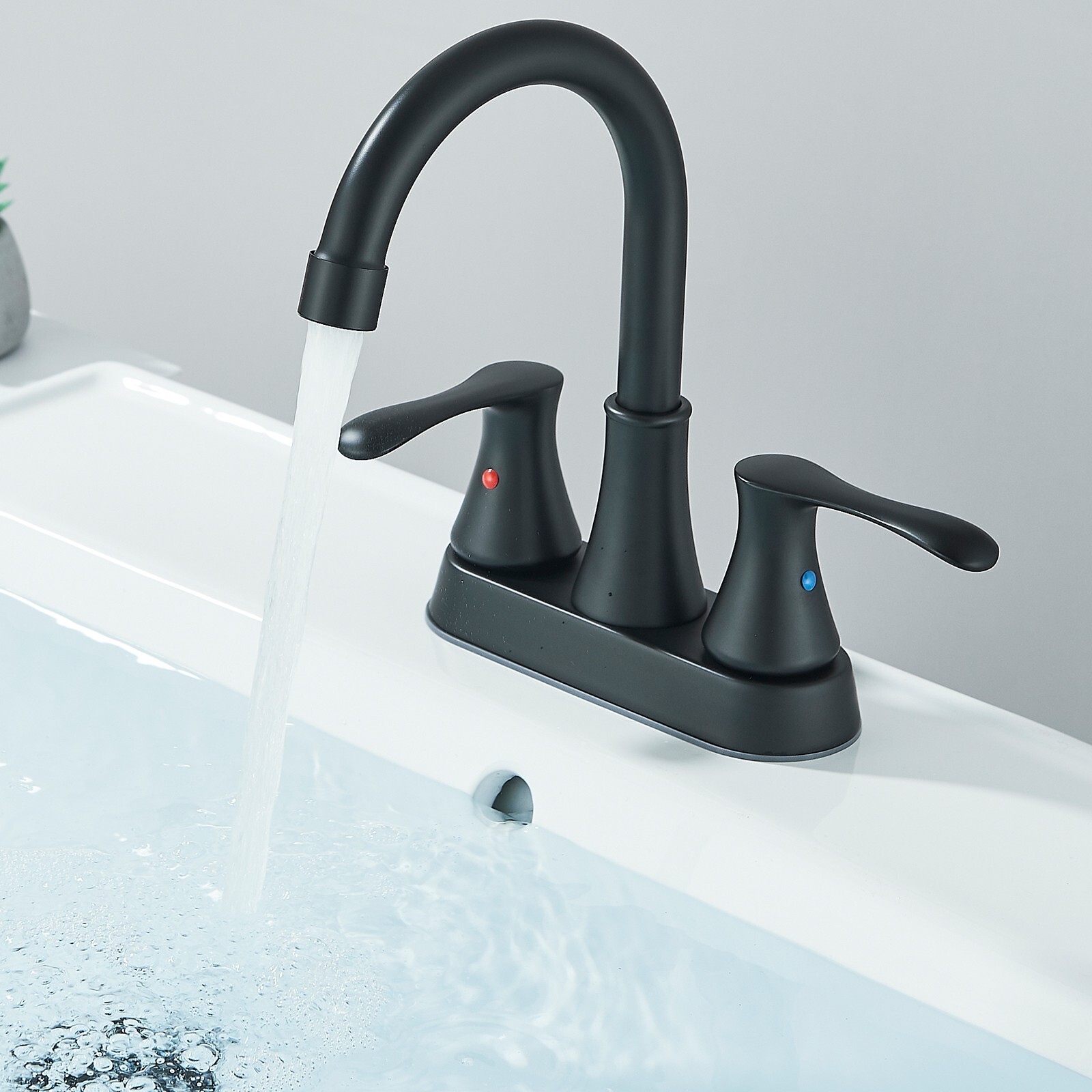 Black Bathroom Sink Faucet 3 Holes 4 Inch Centerset Vanity Mixer Faucet 2 Handle