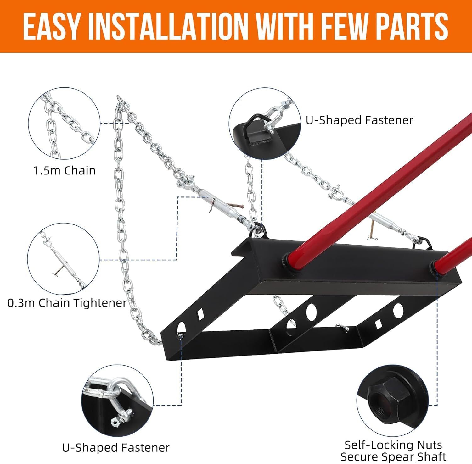 39" Hay Spear Bale Spear 4000lbs Skid Steer Loader Tractor Bucket Attachment