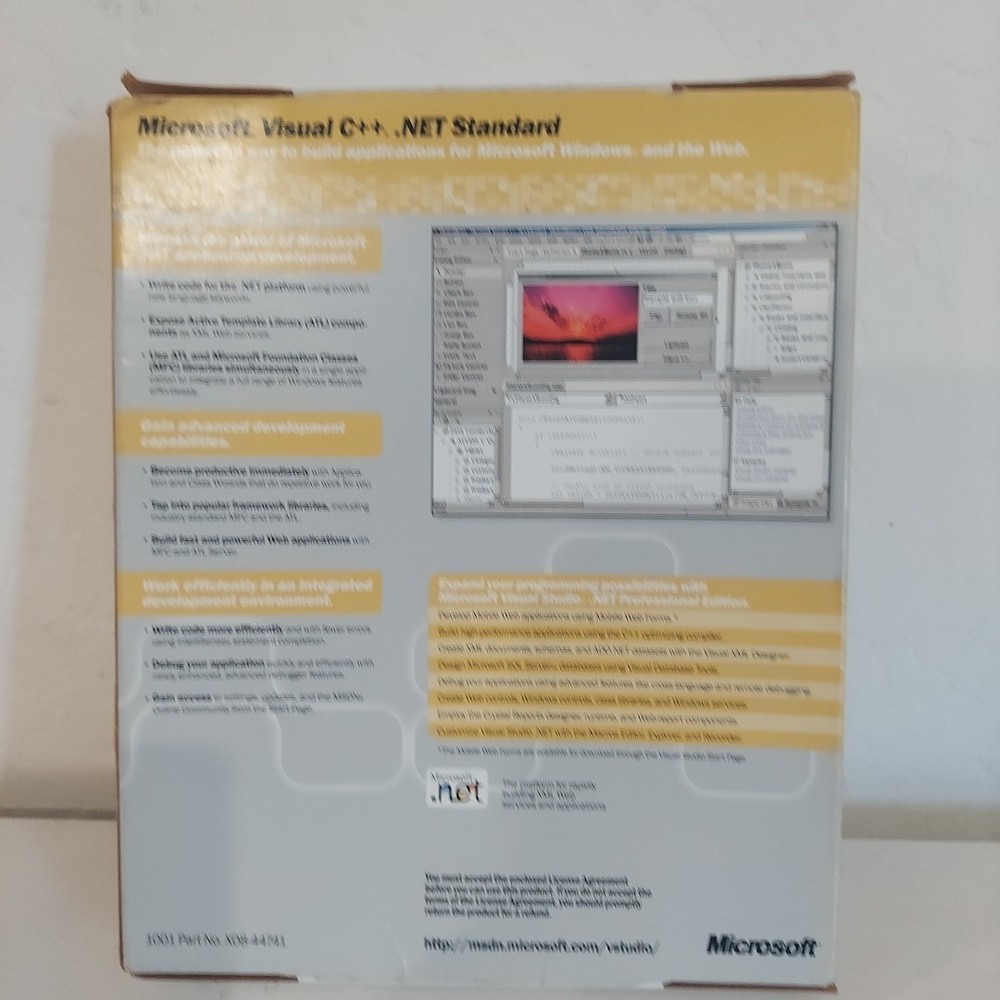 Microsoft Visual C++ .NET Standard Edition 2002 RARE Plus Plus *Tested & VGC*