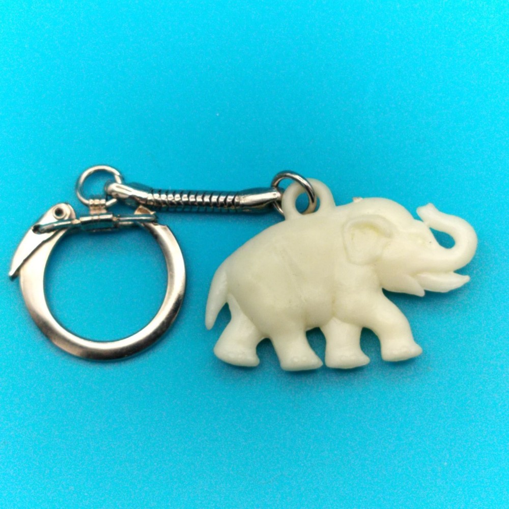 Elephant Keychain Metal Quick-Release Plastic Figural Vintage