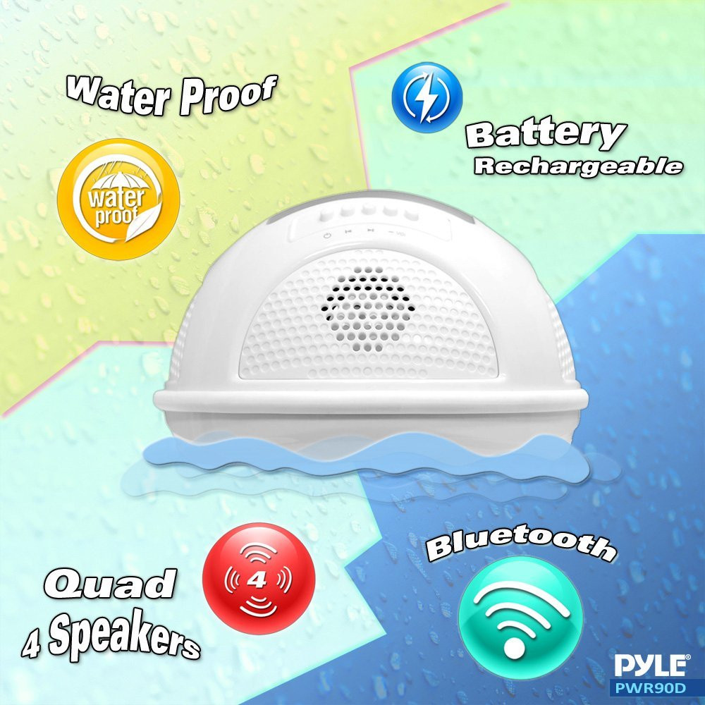 Pyle PWR90DBL Aqua Blast Waterproof Bluetooth Floating Pool Speaker System...