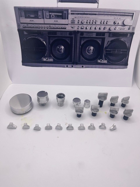 Ghetto Blaster/Sharp GF 777 Replica knobs/ sliders set/Update True Chrome