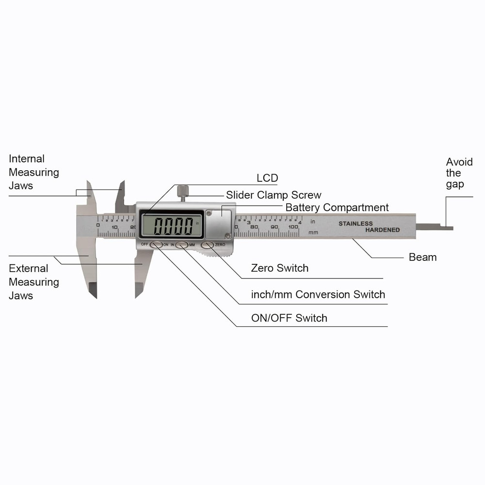 All-Metal Small Digital Caliper 0-4" Mini Measuring Tool, Micrometer Caliper wit