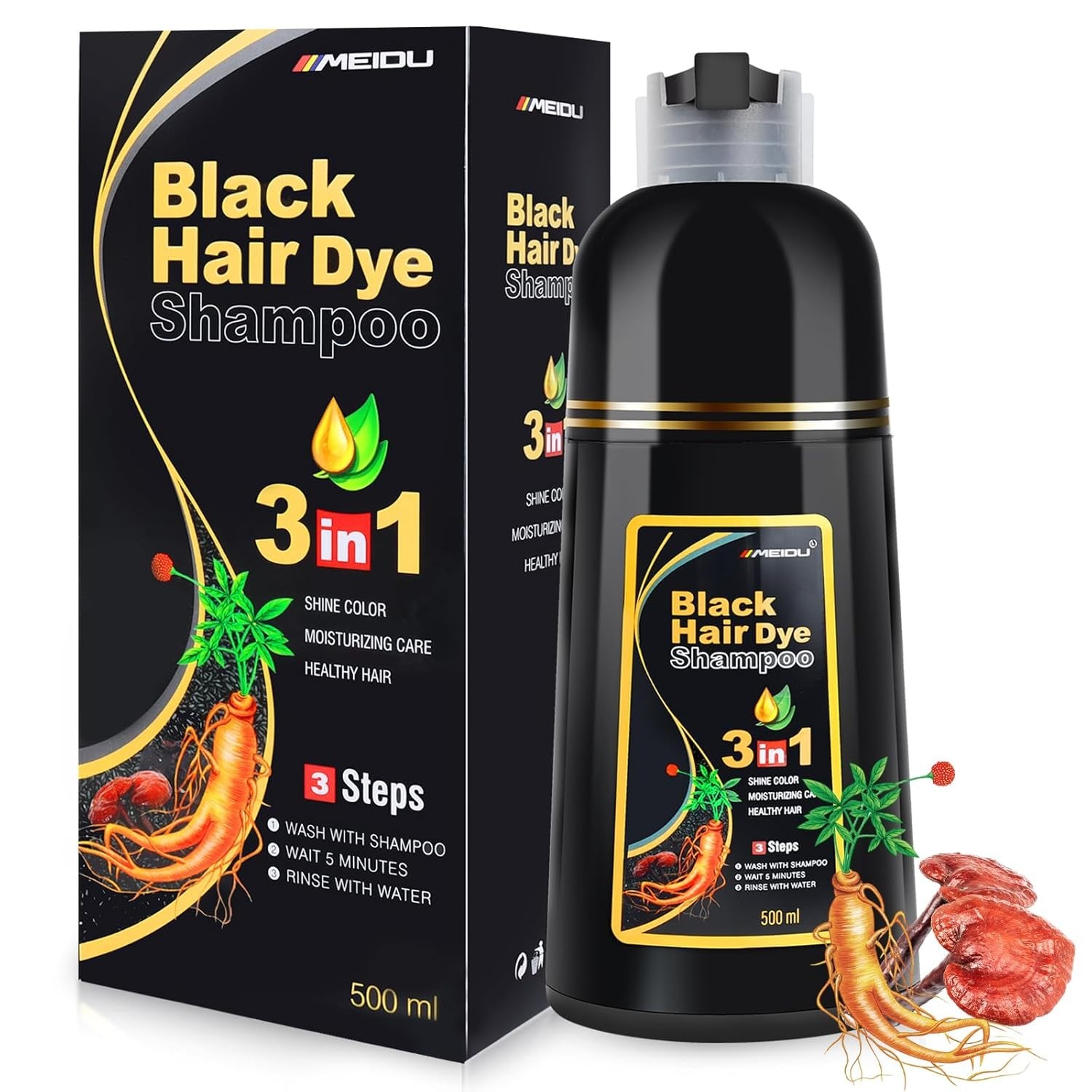 Hair Dye Shampoo 3 in 1 Hair Shampoo Instant Hair Dye Herbal Ingredients