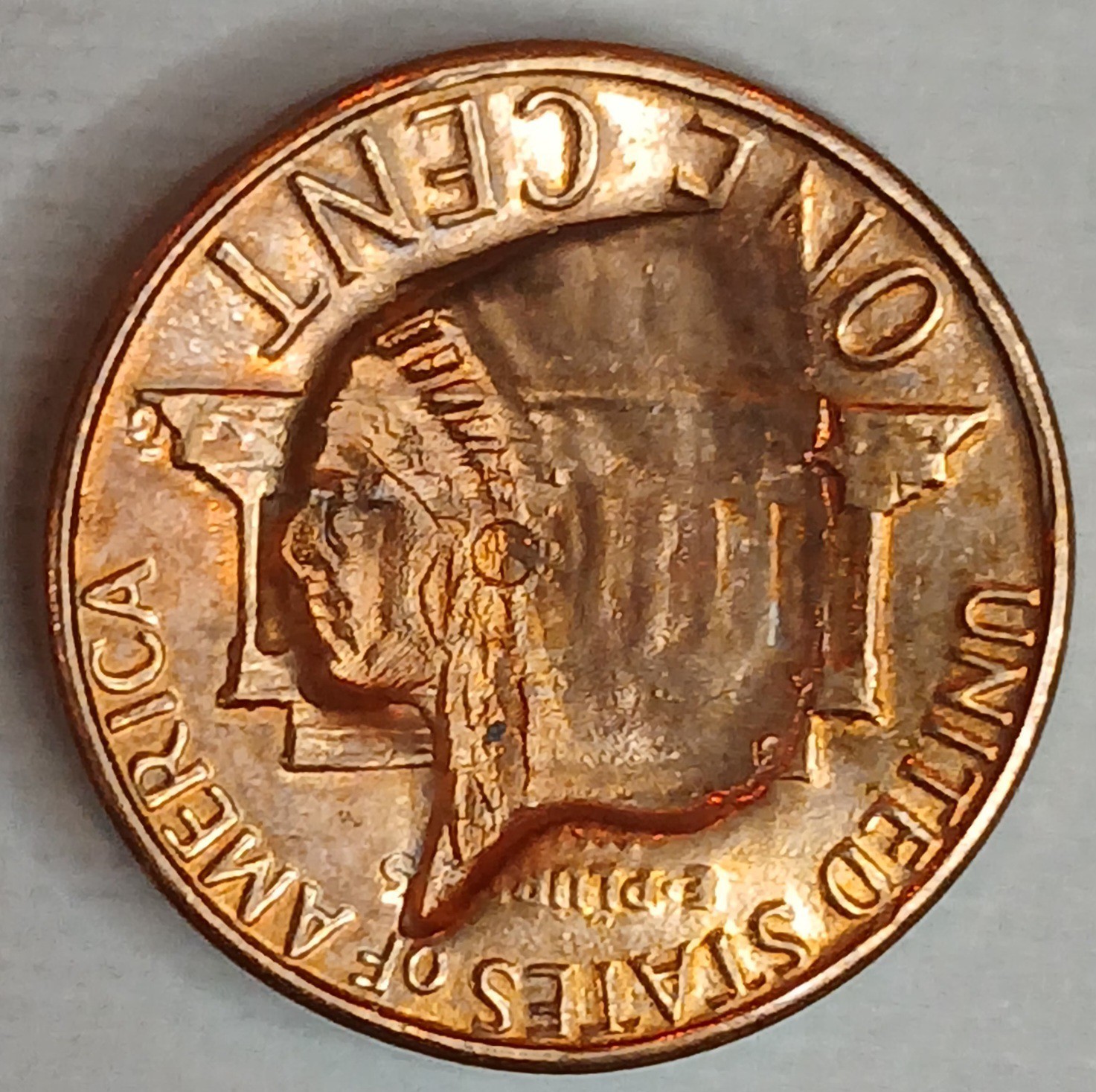 1x 1970-1984 Indian Chief Head Face Pop-Out Push-Out Cent Penny Repousse Coin