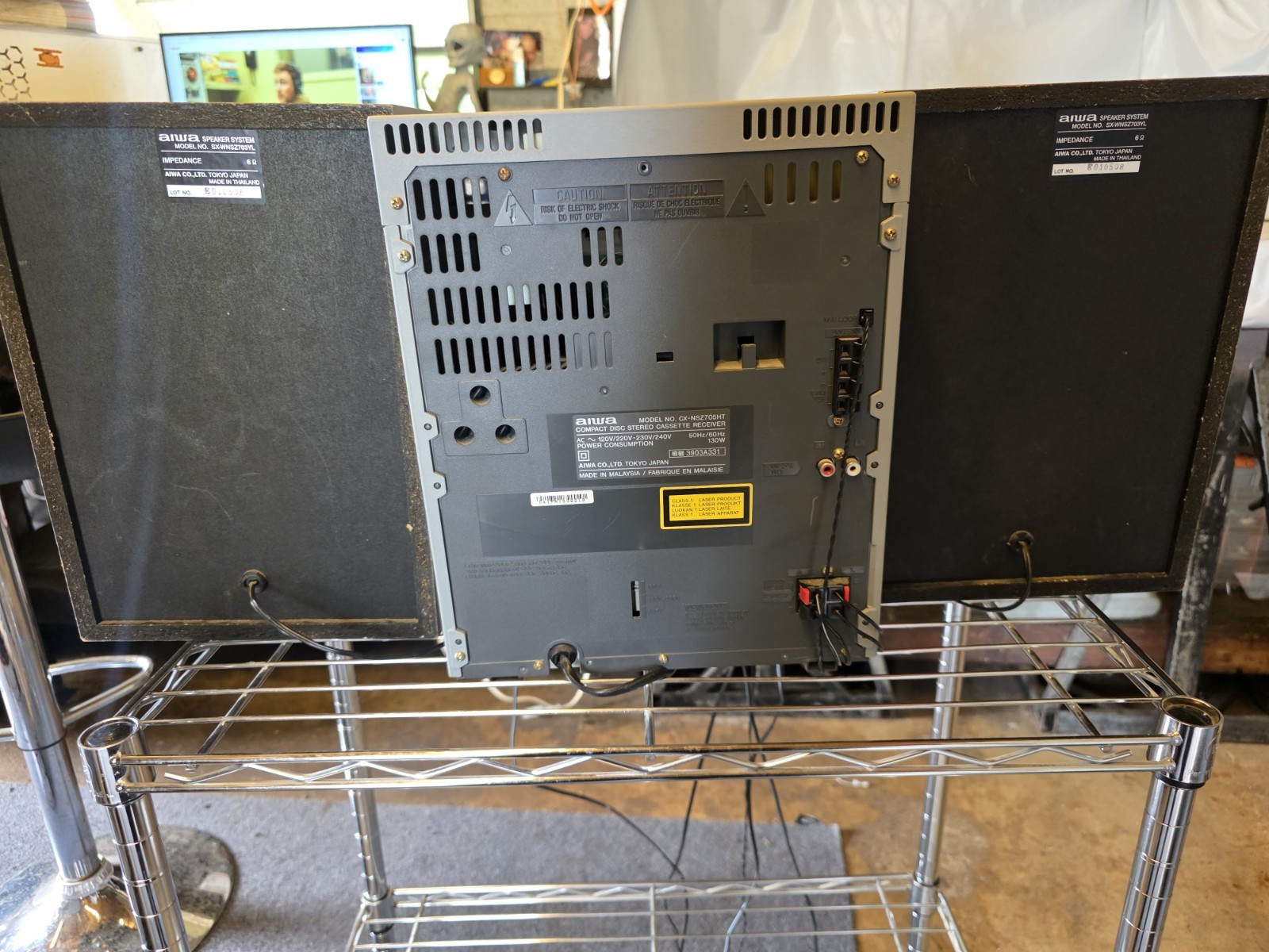 AIWA CX-NSZ705HT Compact Stereo System w/ Dual Powered Subwoofers – AM/FM Works