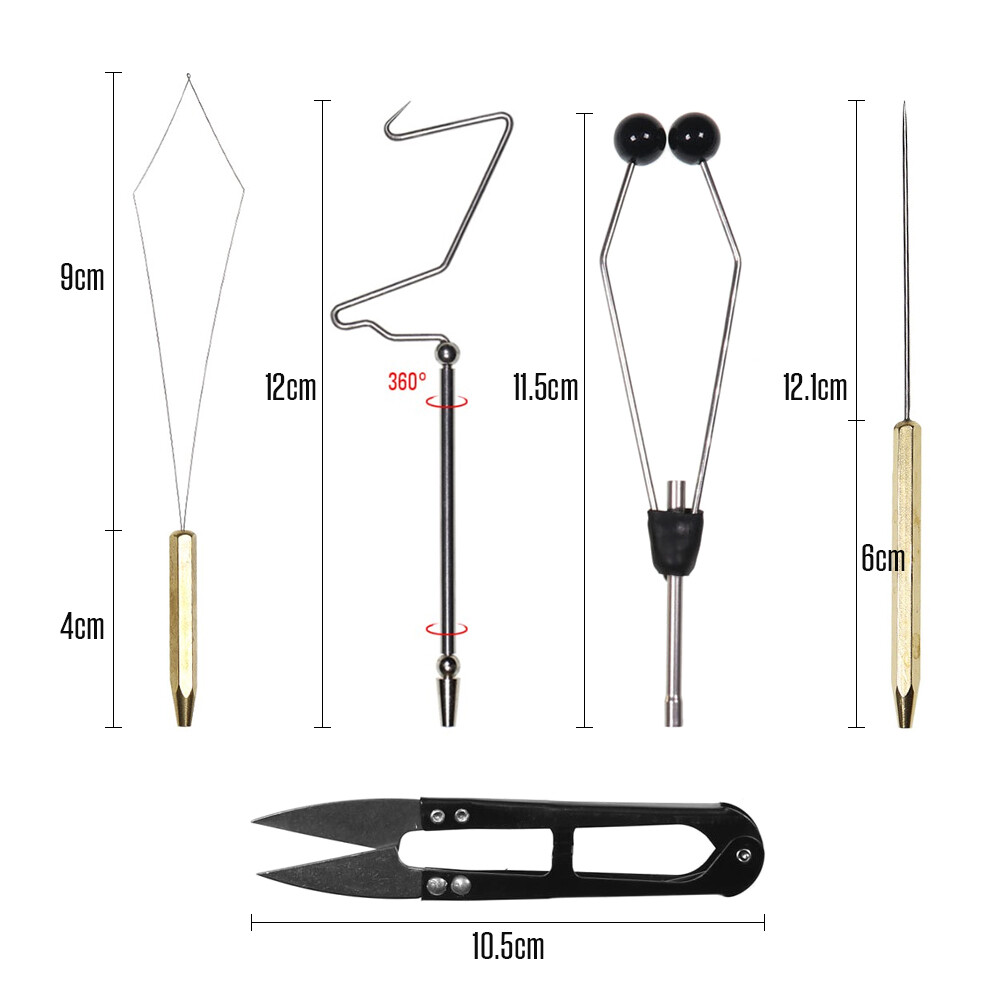 5pcs Fly Tying Tools Combo Kit Fly Tying Vise Bobbin Holder Threader V1E0