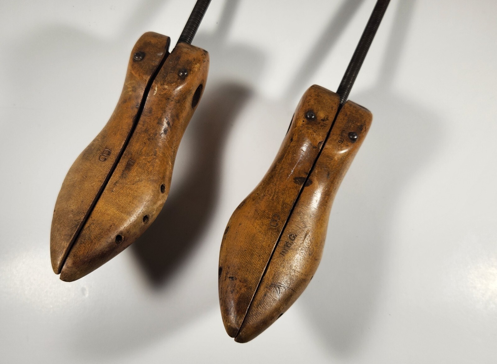 LOT OF 2 VINTAGE STAMPED MCC SHOE TREES NO. 3 SPLIT TOE