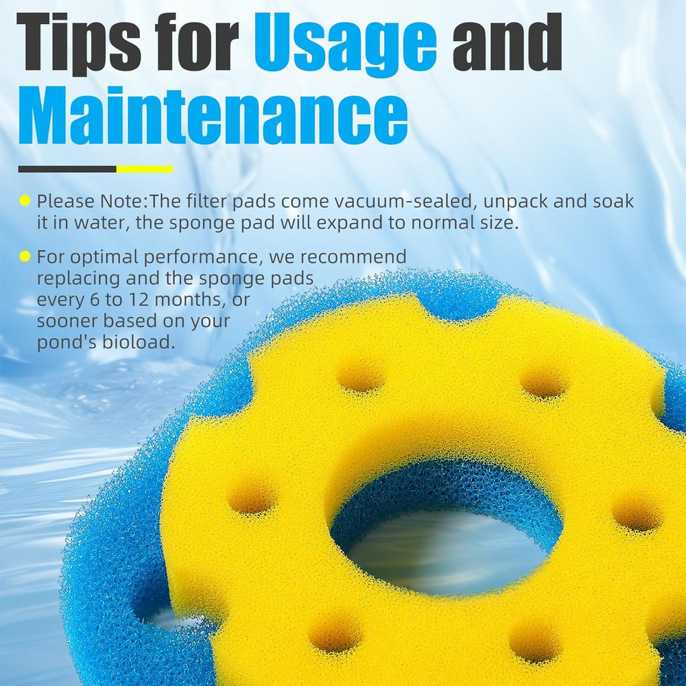 Replacement Sponge Filter, Media Pad, Compatible W/ CPF-250 & 180, Pressure Pond