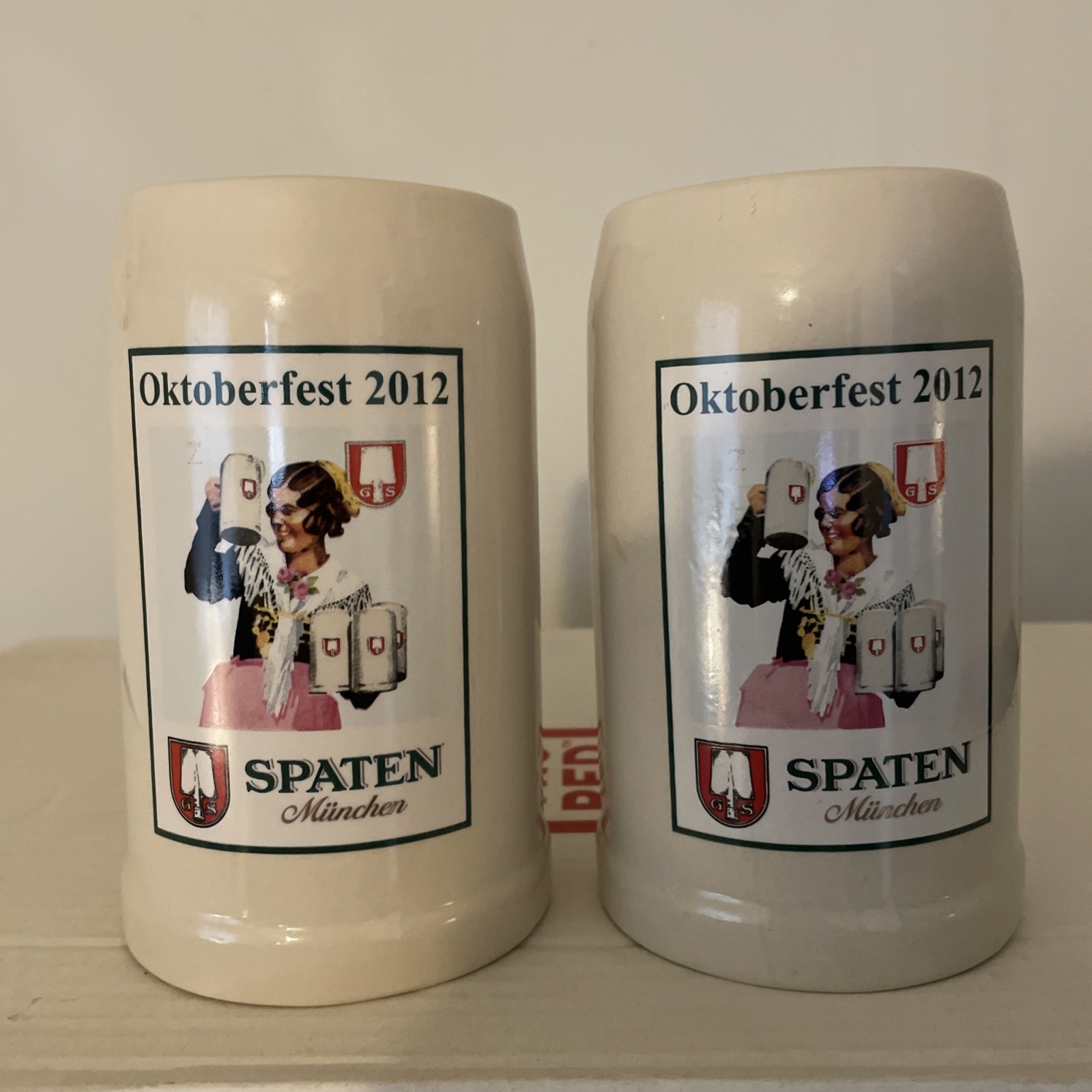 Set Of 2 Spaten Oktoberfest 2012 Ceramic Beer Steins