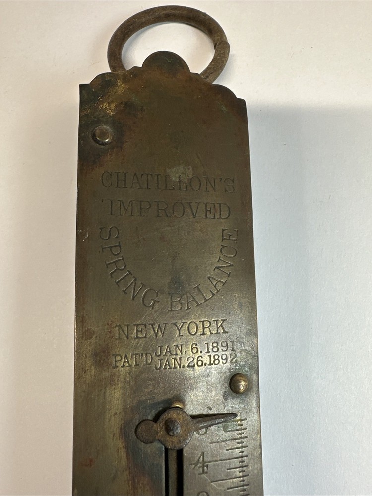 Antique Chatillon Brass 25lb Hanging Scale