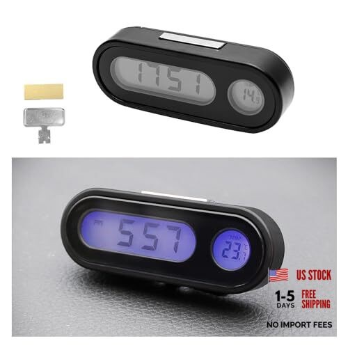 2 in 1 Car Digital Thermometer Clock, Mini Electronic Luminous Auto Dashboard