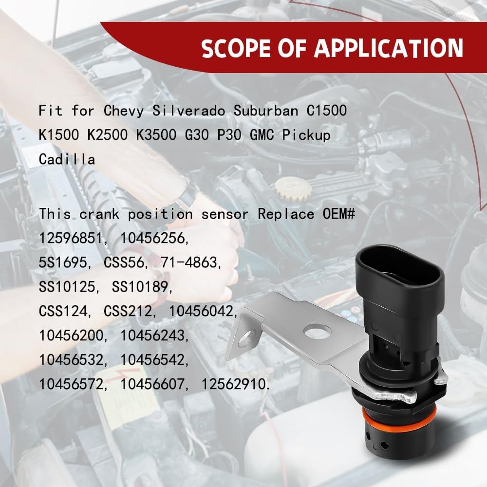 12596851 Premium Engine Crankshaft Position Sensor Compatible with Chevry...