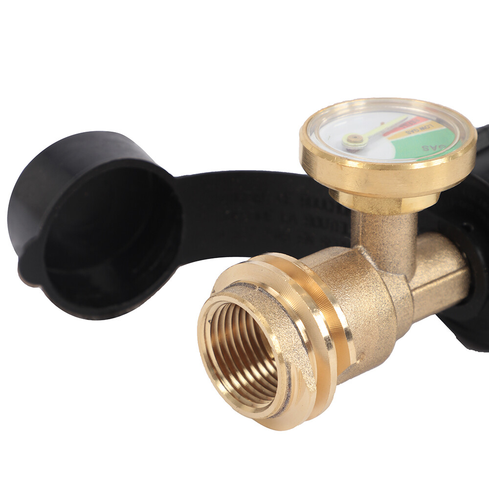 Propane Tank Gauge Brass Adapter w/Gas Pressure Level Meter Indicator for BBQ RV