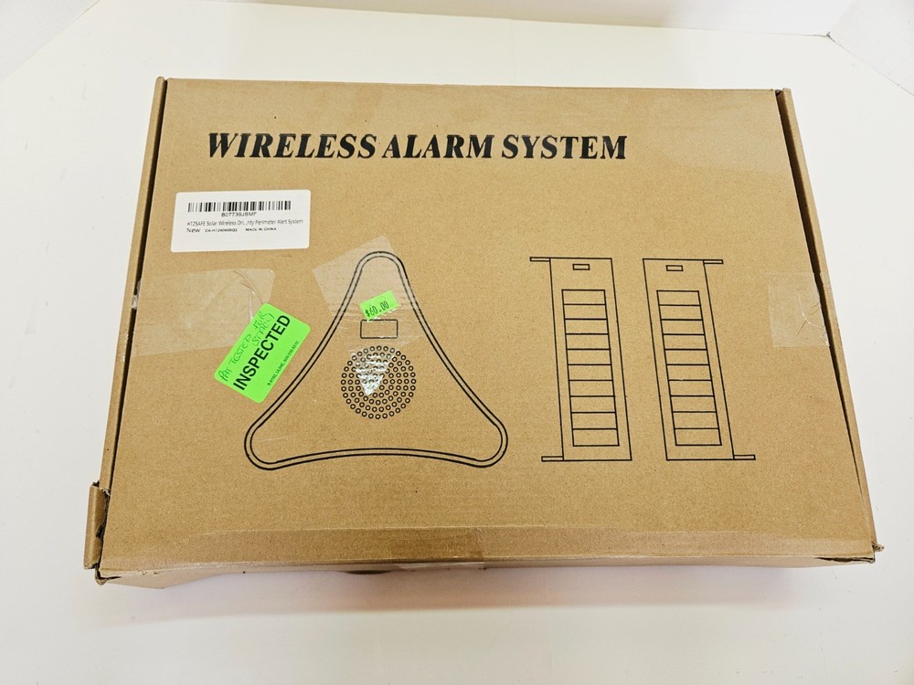 Open Box HTZSAFE Solar Powered Wireless Break-Beam Sensor System Alarm